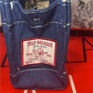 True Religion Blue Denim Tote with Red Patch